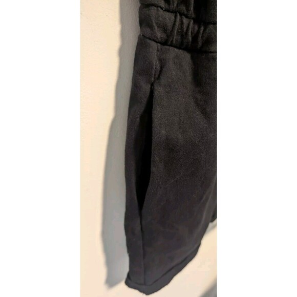 Calvin Klein Women's Black Romper Open Back Padded Shoulders Pockets Drawstring - Picture 7 of 14